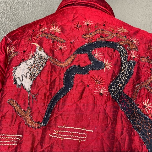 “Chico’s” Red Silk Quilted Jacket size 14-16 (Chico’s size 3) - Picture 6 of 11